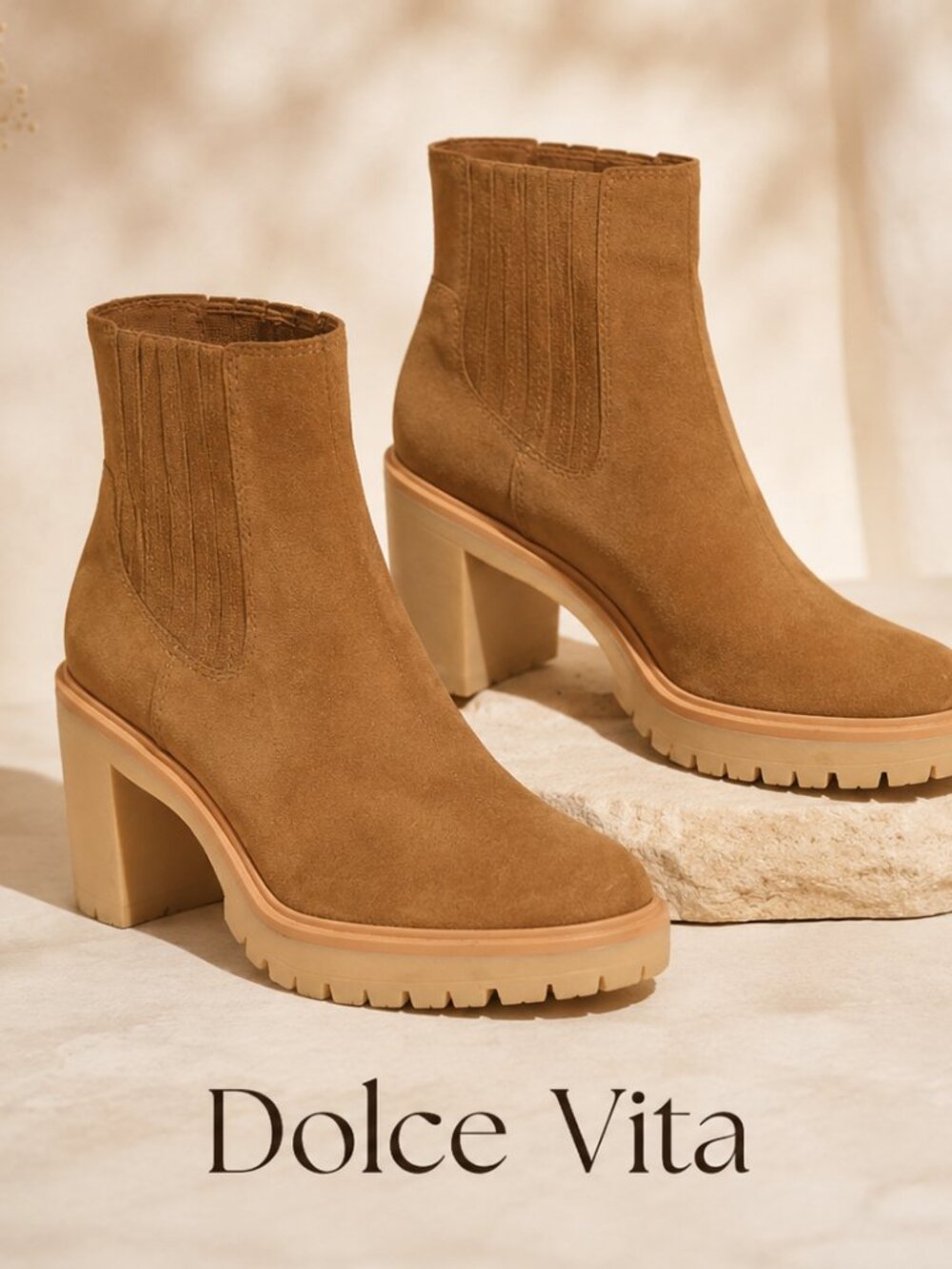 Dolce Vita Suede Chelsea Boots Brown Block Heel Ankle Booties Size 7.5